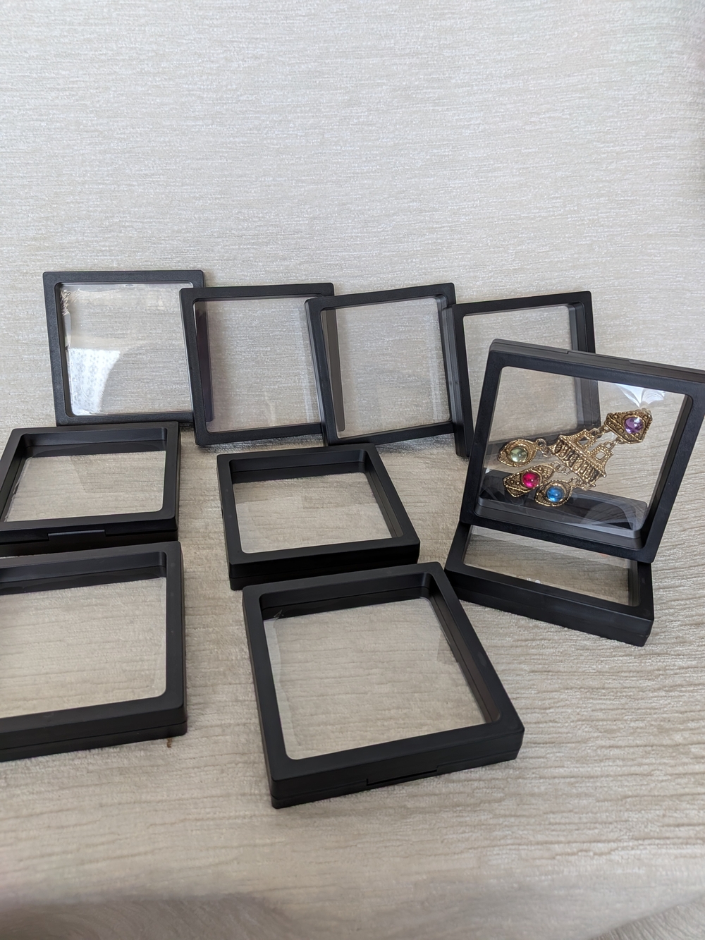 Black Floating Display Frames - Set Of 10 Square 4.25" Shadow Boxes